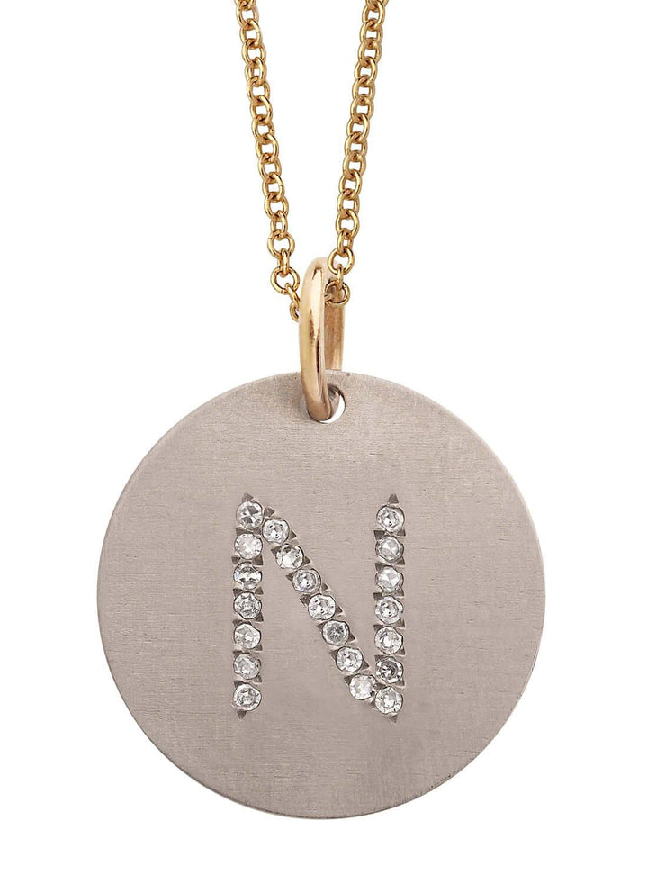 Diamond Letter Pendant T-D - TITANIUM - Ileana Makri store