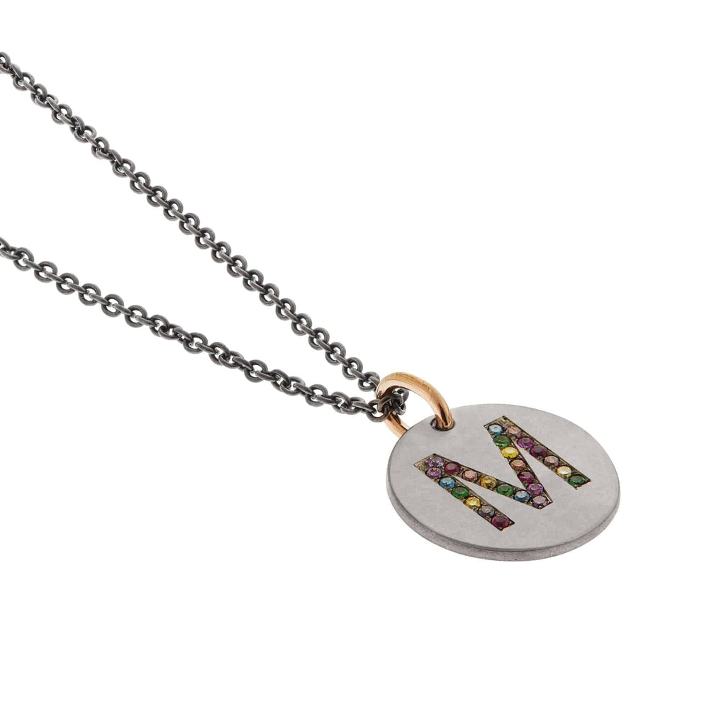 Rainbow Letter Pendant T-Rbw - TITANIUM - Ileana Makri store