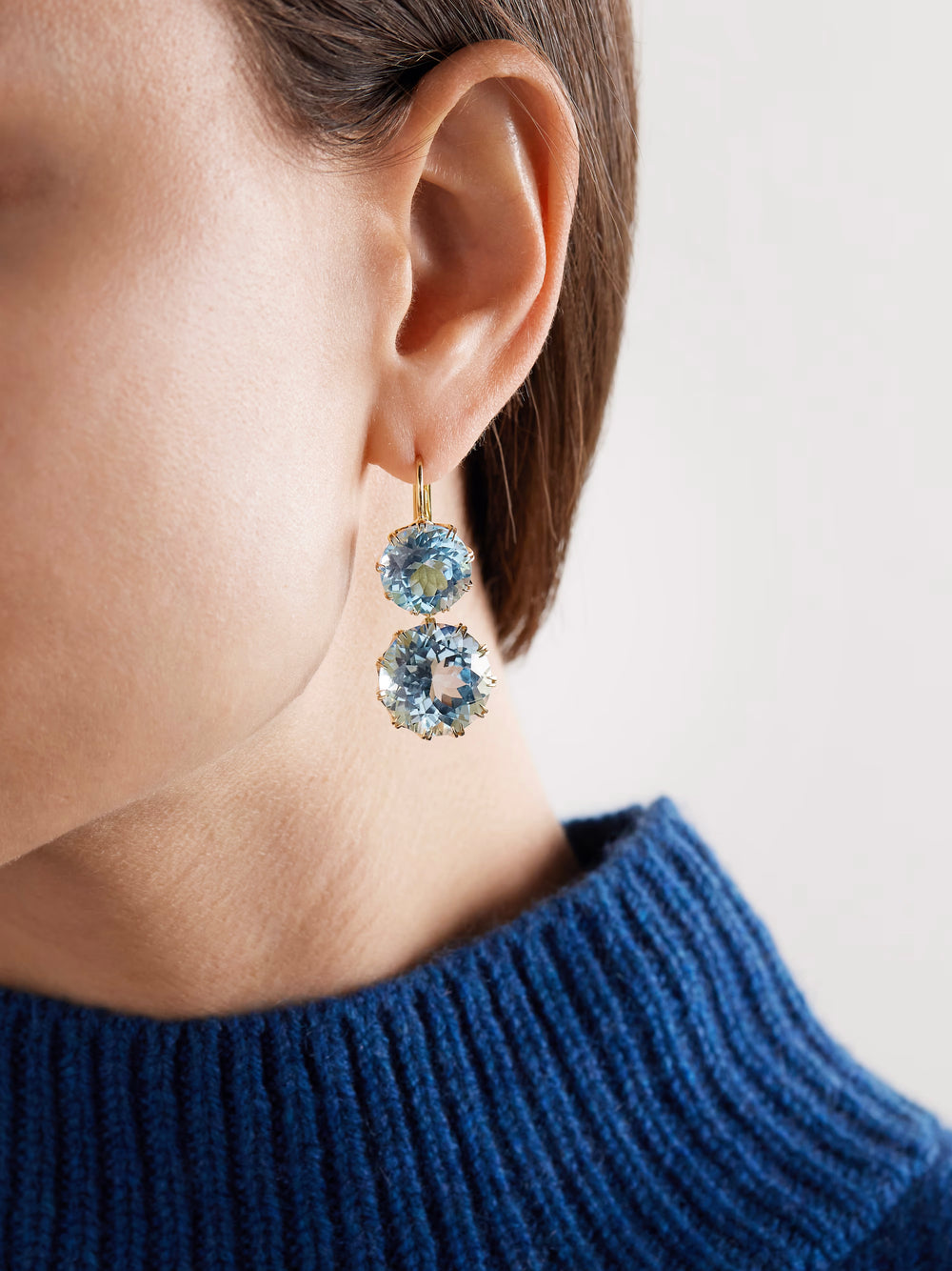 Double Crown Blue Topaz, Earrings, Ileana Makri