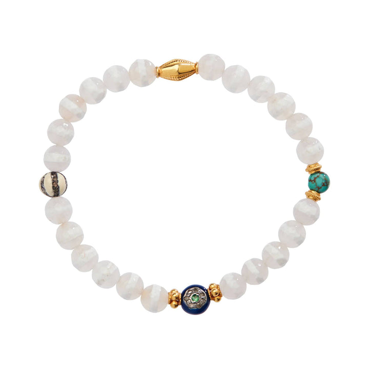 White Agate Stripe Bracelet 2 - Globetrotter - Ileana Makri store