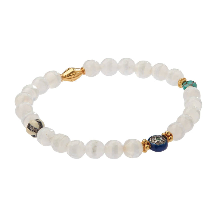 White Agate Stripe Bracelet 2 - Globetrotter - Ileana Makri store