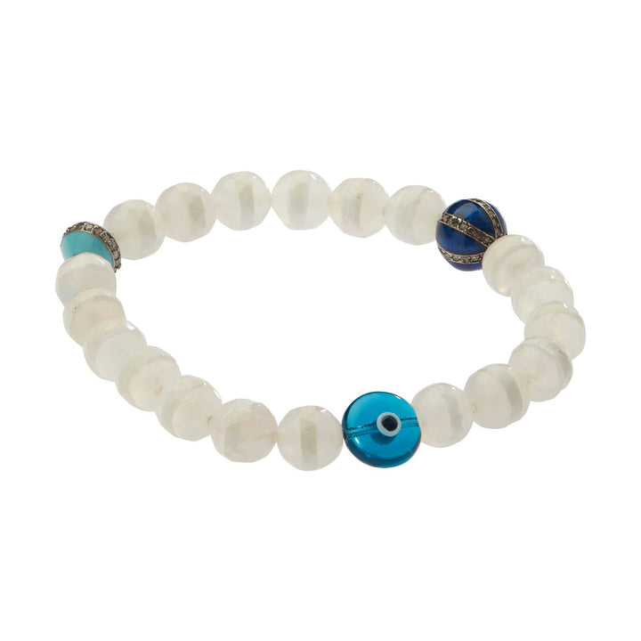 White Agate Stripe Bracelet 33 - Globetrotter - Ileana Makri store