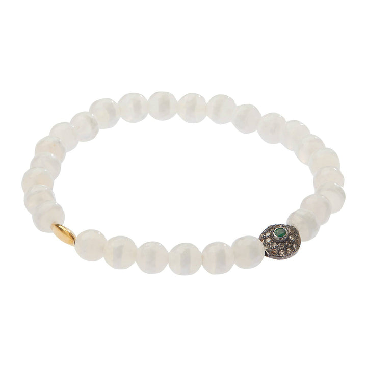 White Agate Stripe Bracelet 39 - Globetrotter - Ileana Makri store