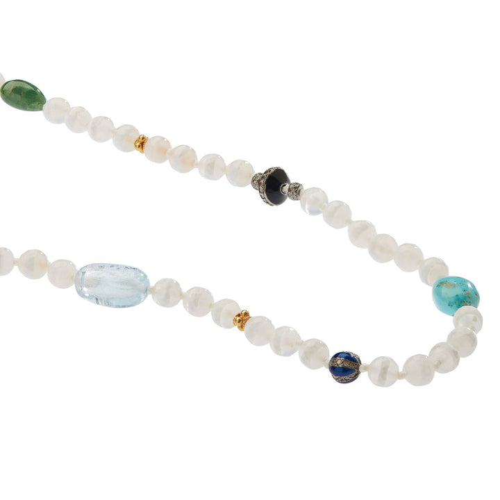 White Agate Stripe Necklace 26 (100cm) - Globetrotter - Ileana Makri store
