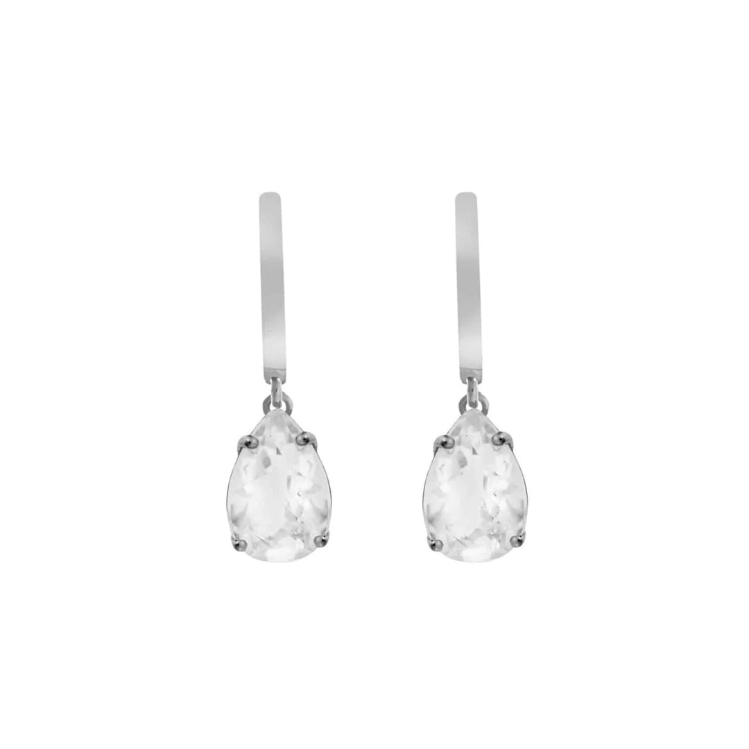 White Topaz Pear Drop Hoops SLV - Eye M Core - Ileana Makri store