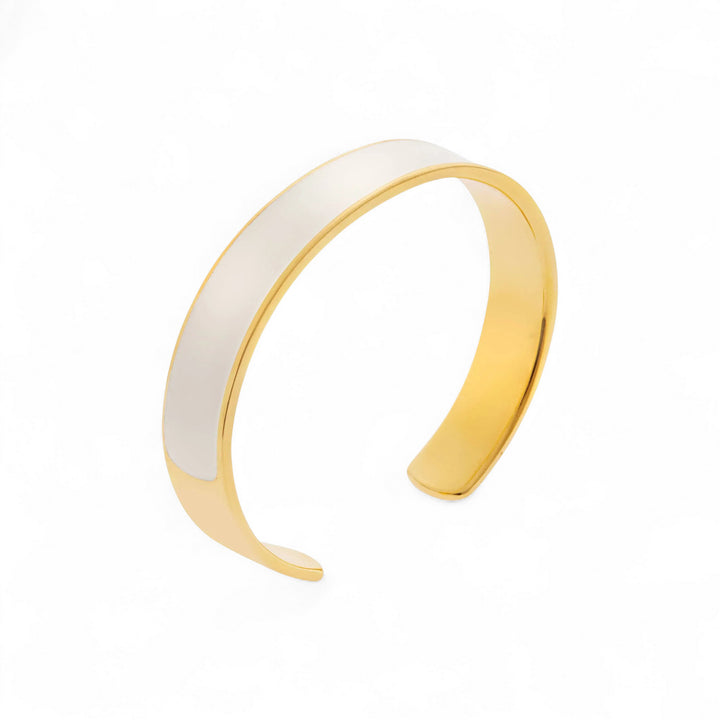 Wide White Enamel Cuff
