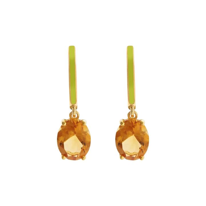 Yellow Enamel & Citrine Hoops - Eye M Neon Rocks - Ileana Makri store