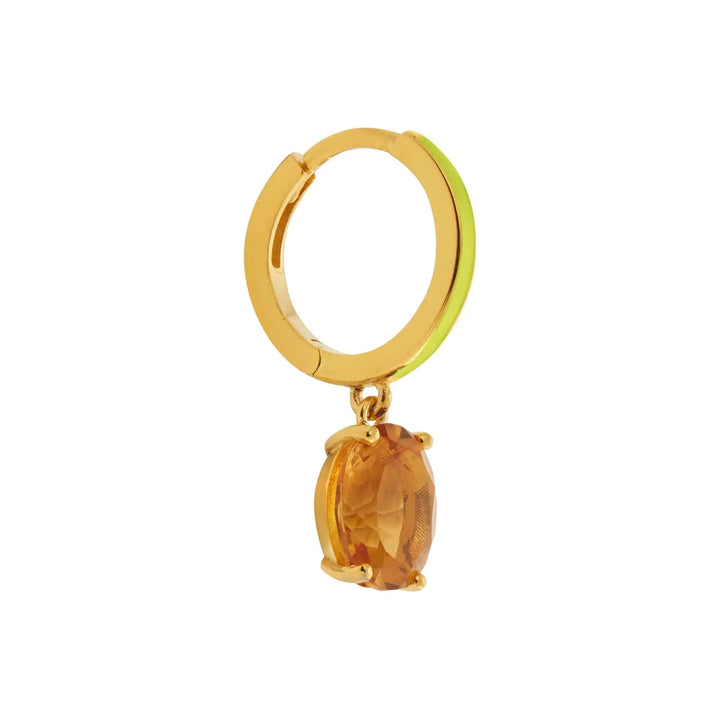 Yellow Enamel & Citrine Hoops - Eye M Neon Rocks - Ileana Makri store