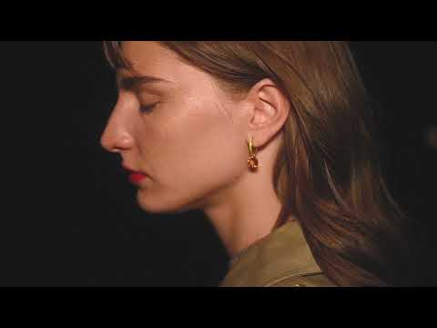 Enamel and Citrine Hoops