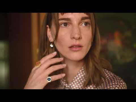 Enamel and Blue Topaz Hoops