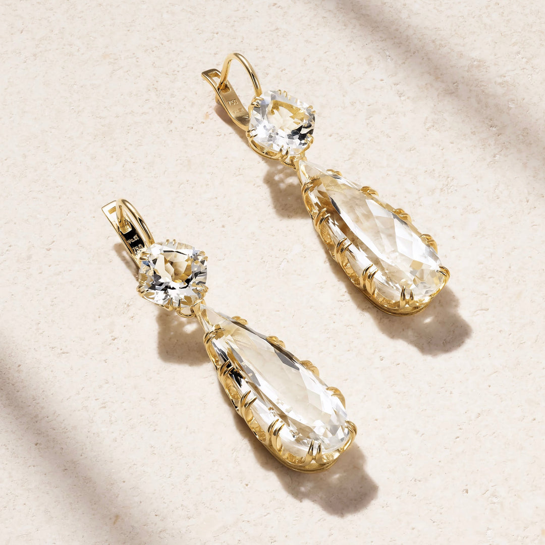 Ileana Makri Crown Earrings with White Topaz
