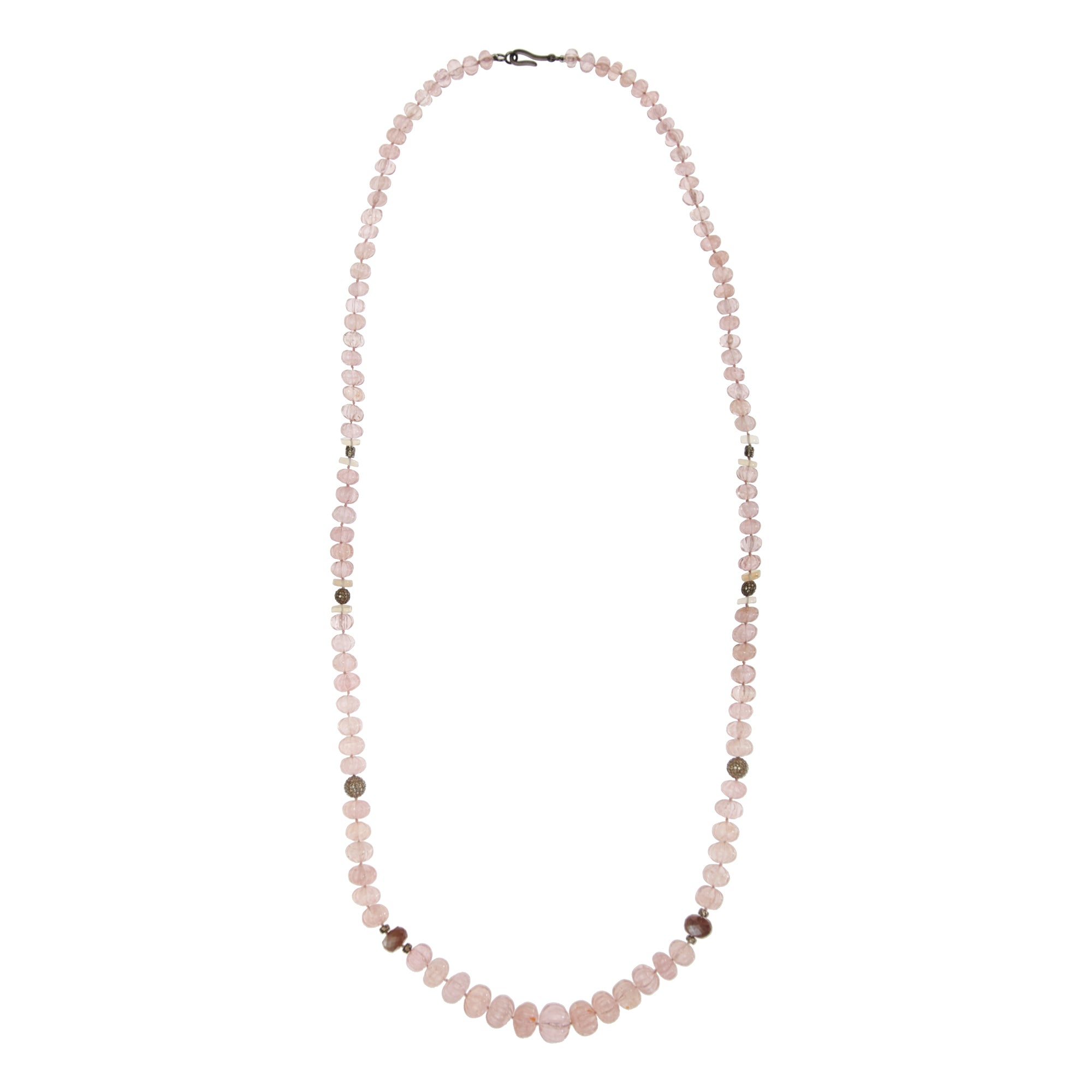Pink Morganite Beaded Necklace 90cm