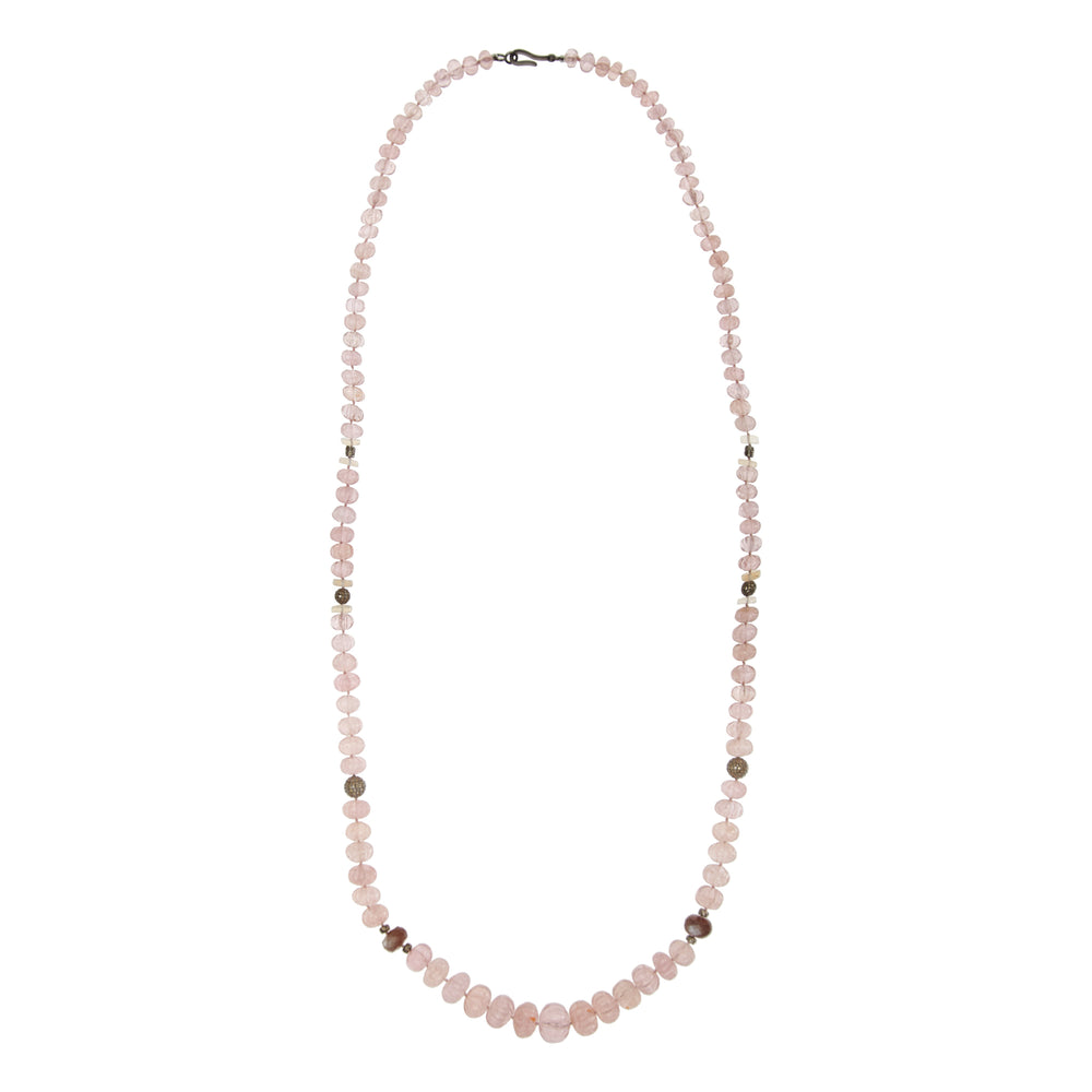 Pink Morganite Beaded Necklace (90cm) - Ileana Makri