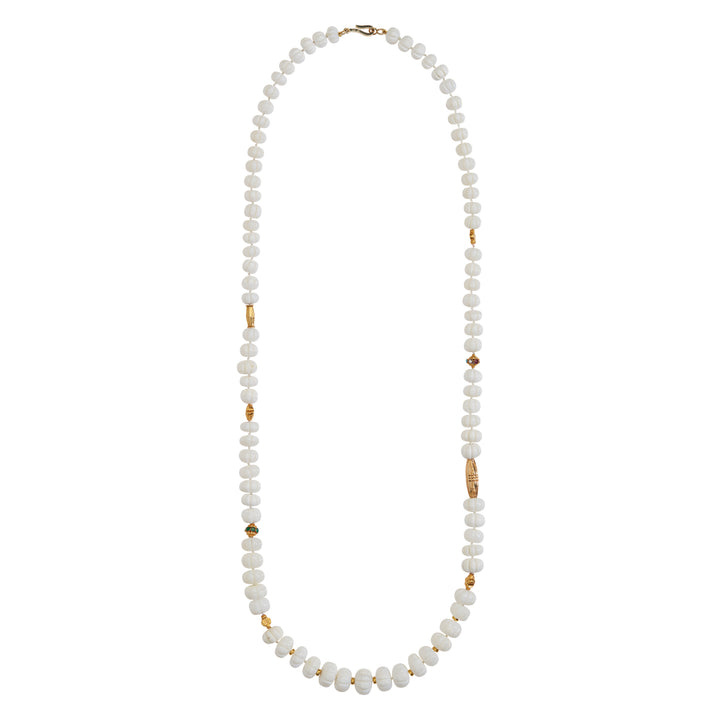 White Opal Beaded Necklace 226 (84cm), Bead Necklaces, Ileana Makri