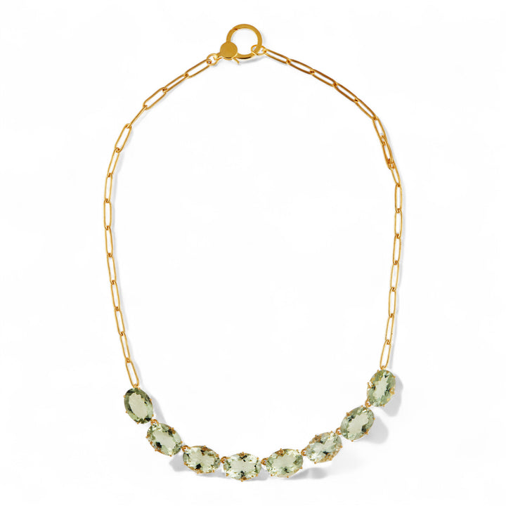 Chained Crown Necklace Green Amethyst