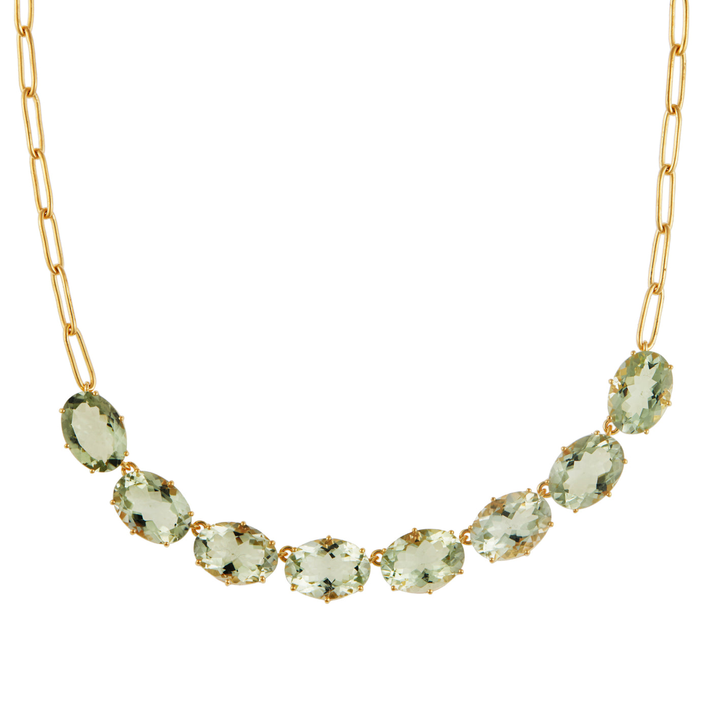 Chained Crown Necklace Green Amethyst - Crown - Ileana Makri store