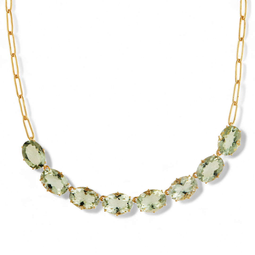 Chained Crown Necklace Green Amethyst