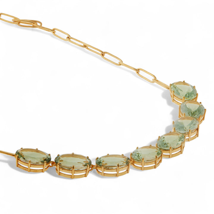 Chained Crown Necklace Green Amethyst