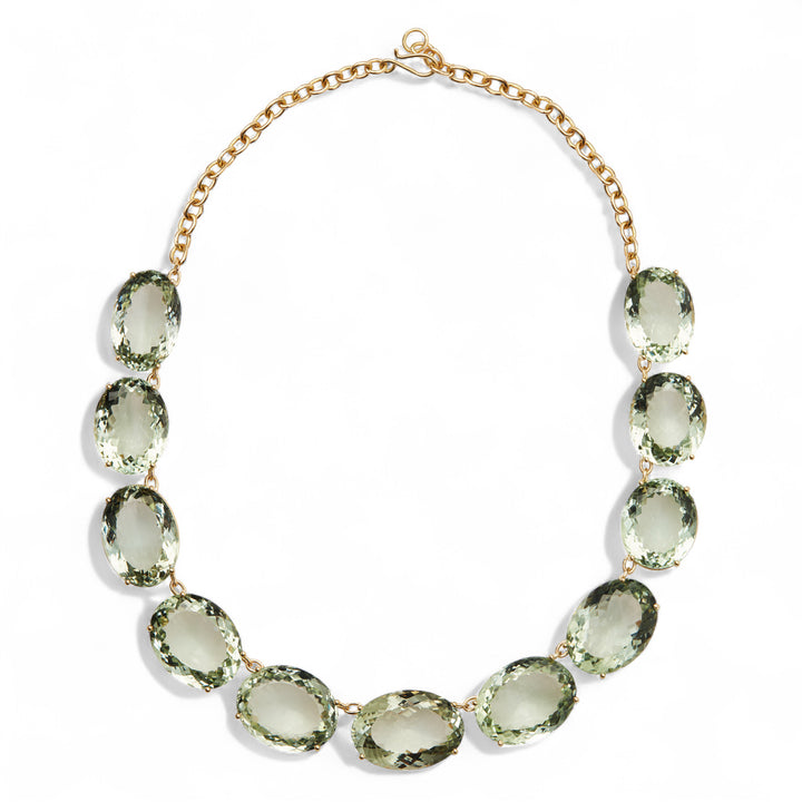 Large Crown Green Amethyst Necklace
