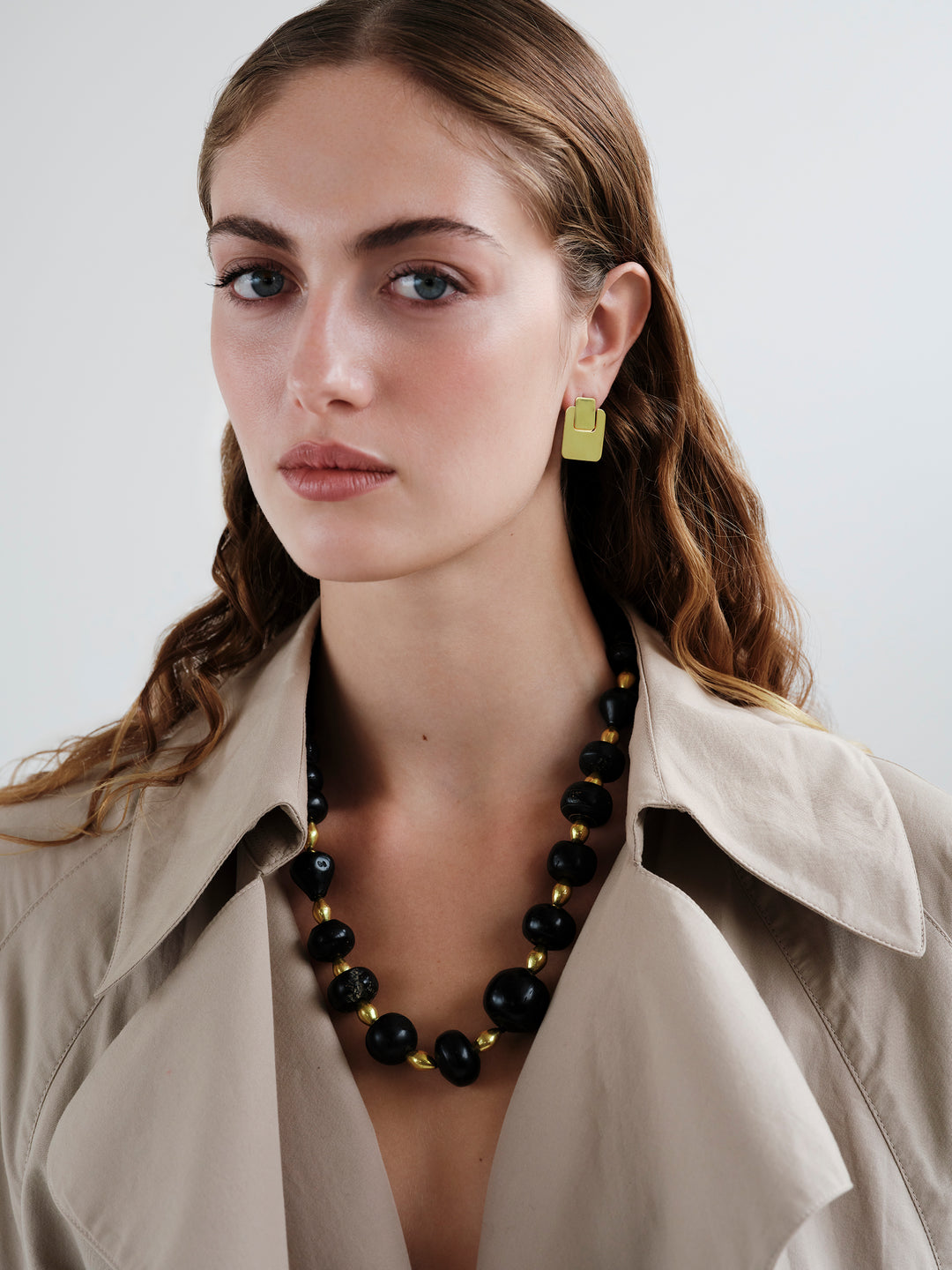 Golden Tile Statament Studs