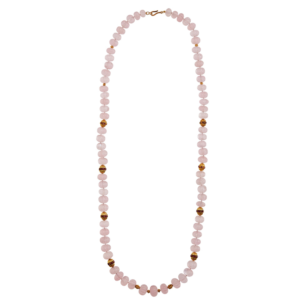 Rose Quartz Beaded Necklace 211 (87cm), Bead Necklaces, Ileana Makri
