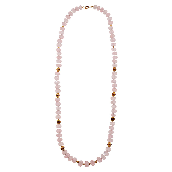 Rose Quartz Beaded Necklace 211 (87cm)