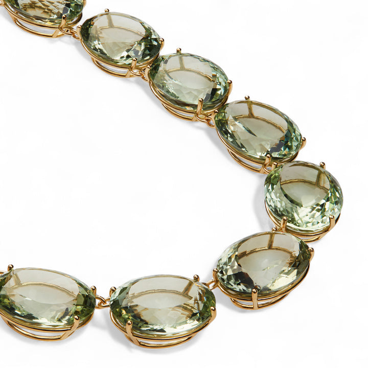 Large Crown Green Amethyst Necklace