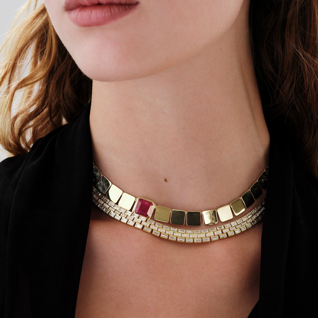 Large Tile Ruby Necklace