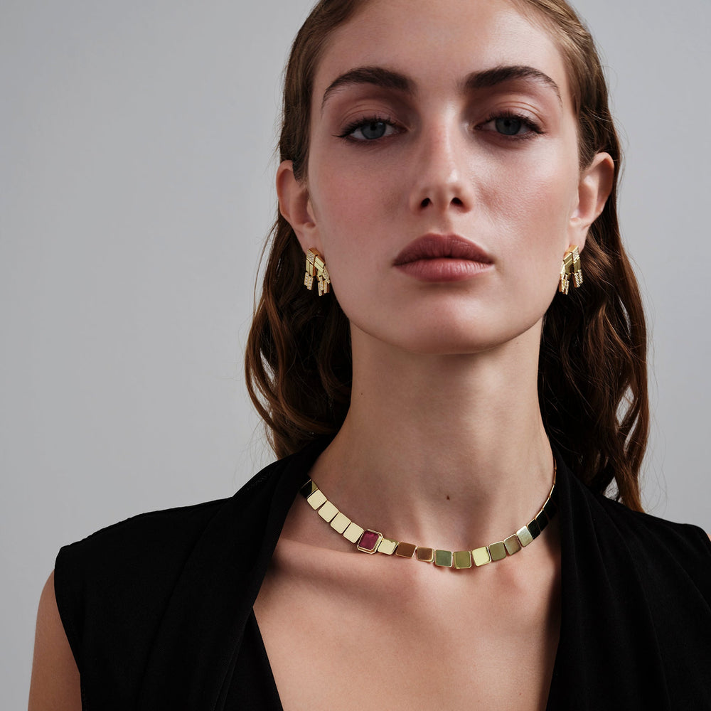 Large Tile Ruby Necklace - Ileana Makri
