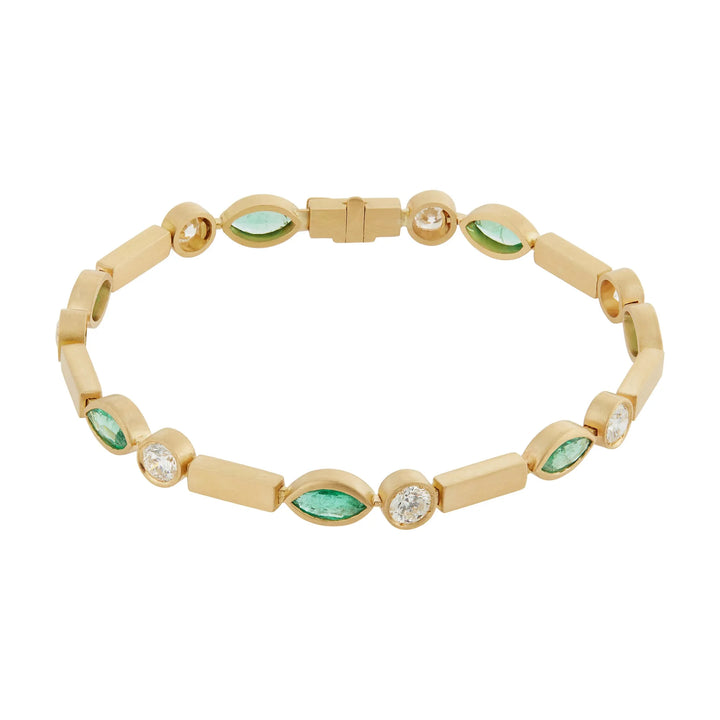 Emerald Navette Stream Bracelet Y-Em-D, Bracelets, Ileana Makri