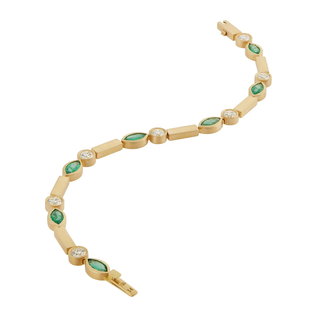 Emerald Navette Stream Bracelet Y-Em-D, Bracelets, Ileana Makri