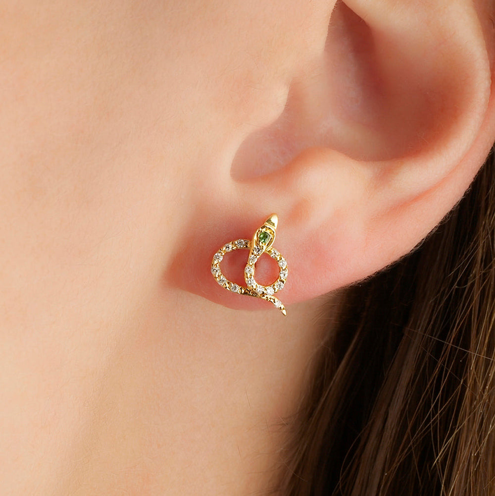 Snake Studs Pave Y-D-Ts, Earrings, Ileana Makri