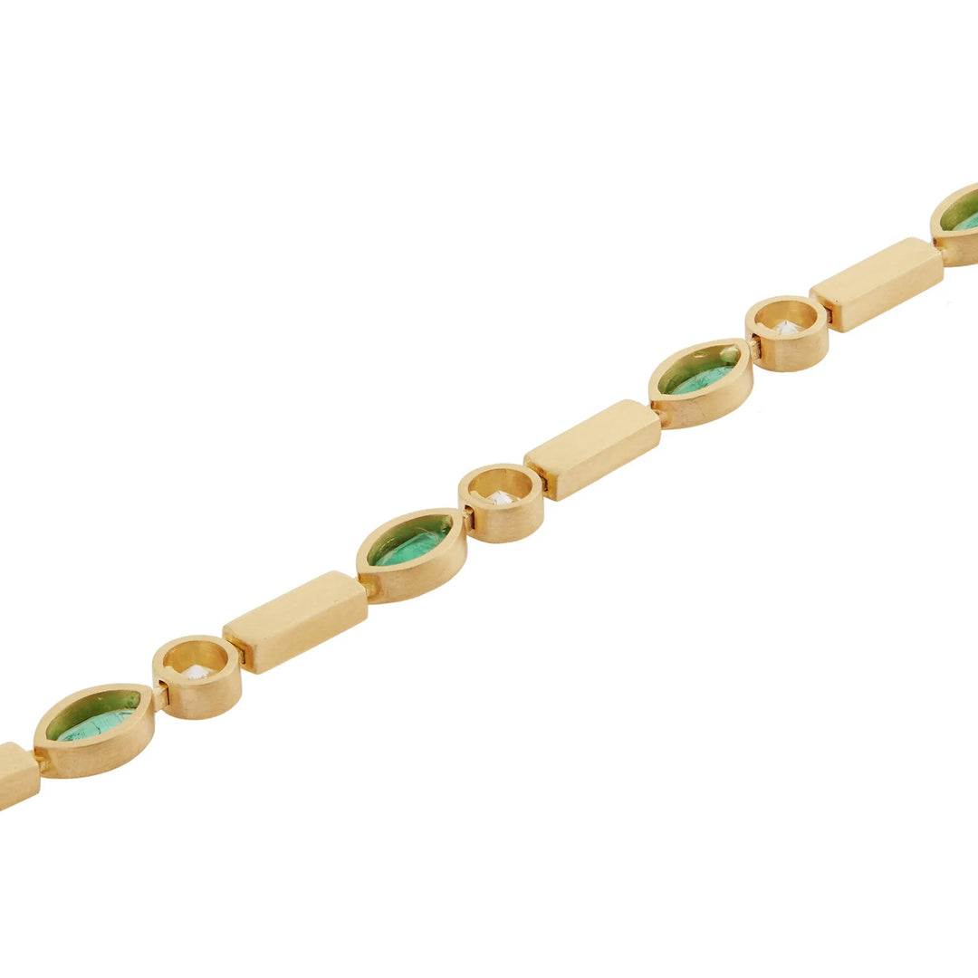 Emerald Navette Stream Bracelet Y-Em-D, Bracelets, Ileana Makri