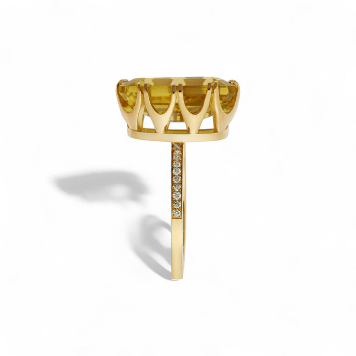 Oblong Crown Solitaire Lemon Topaz