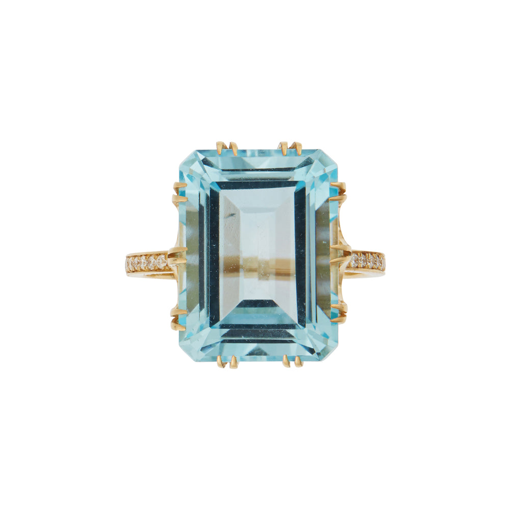 Oblong Crown Solitaire Blue Topaz - Crown - Ileana Makri store
