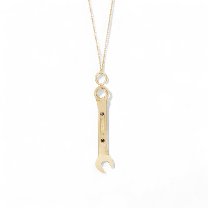 18k Gold Wrench Pendant