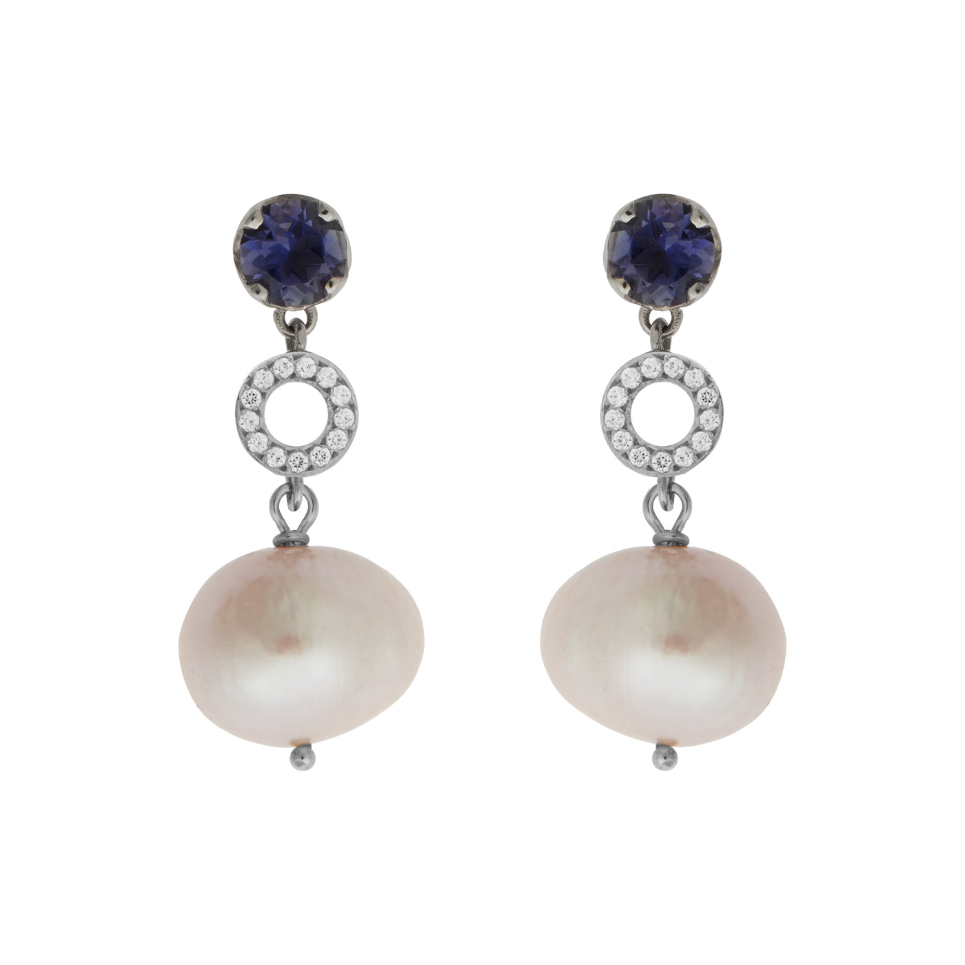 Iolite and Pearl Globetrotter Earrings - Ileana Makri