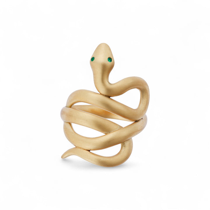 Gold Satin Coiled Snake Ring