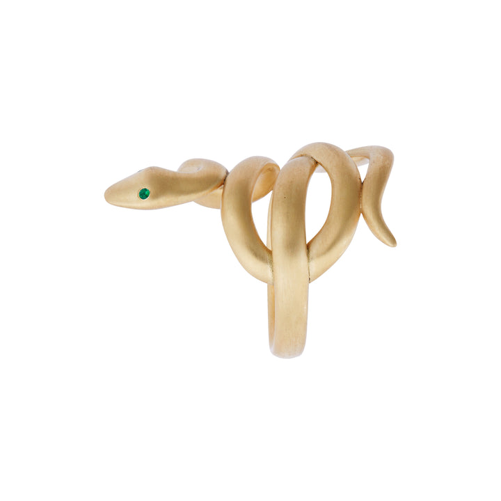 Gold Satin Coiled Snake Ring, Rings, Ileana Makri, Rings