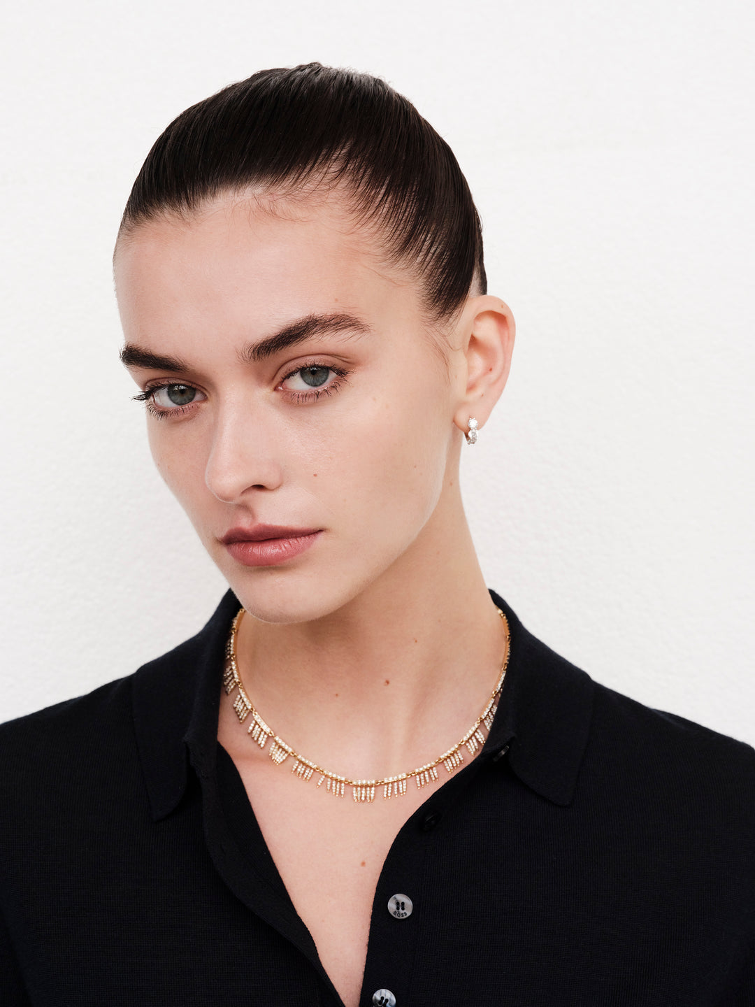 Grass Sunny Pavé Diamond Leaves Necklace