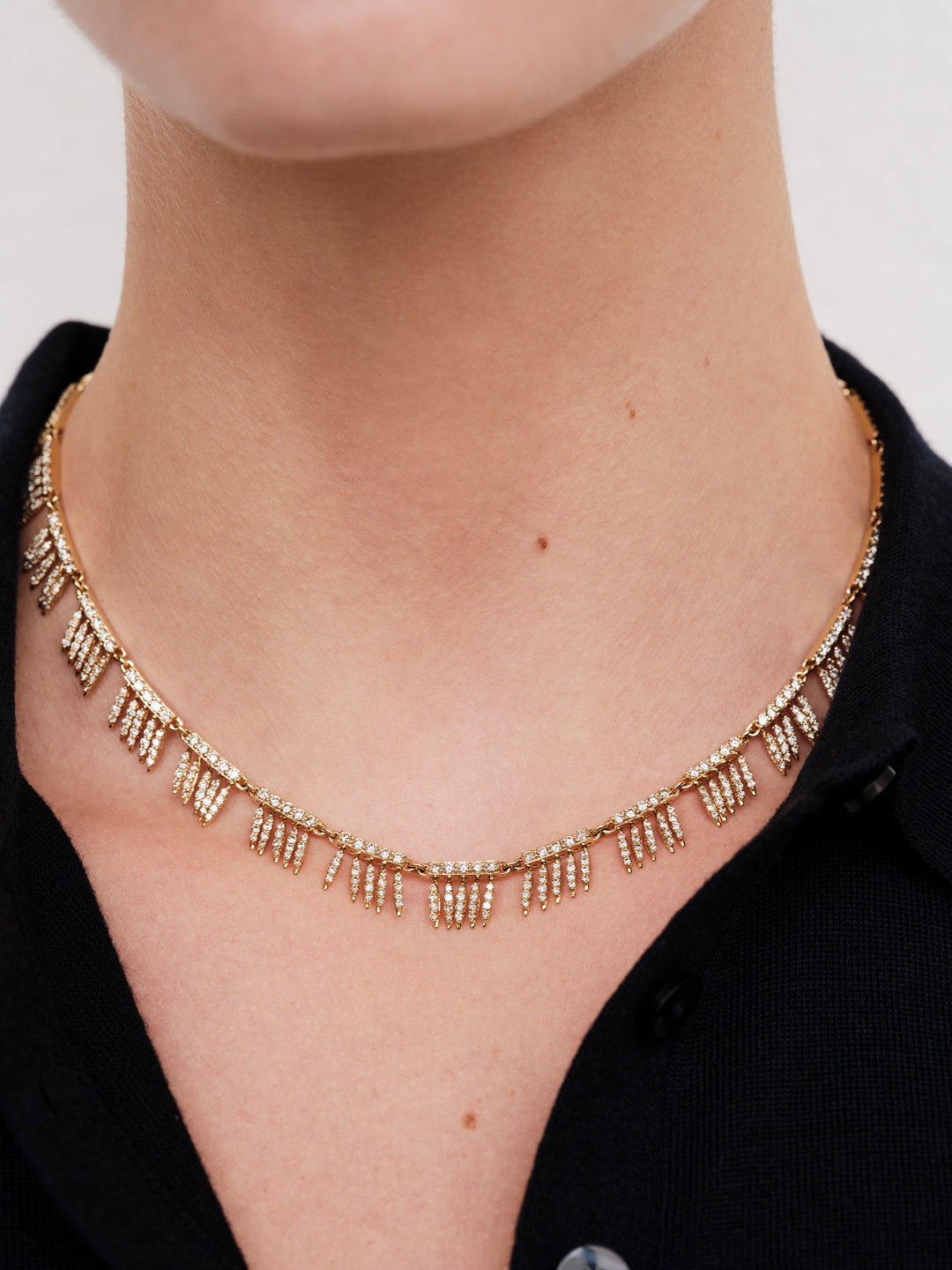 Grass Sunny Pavé Diamond Leaves Necklace