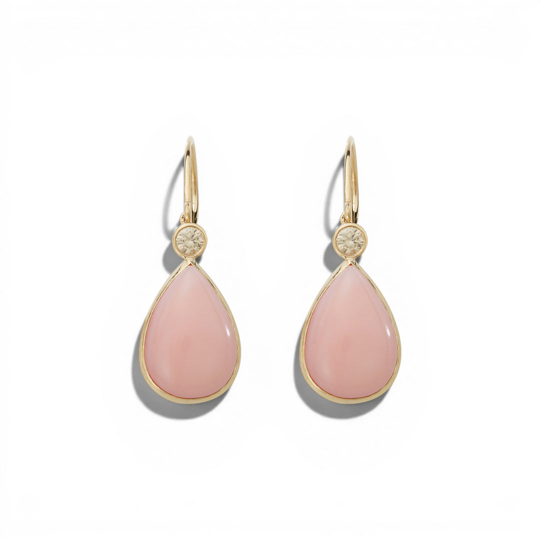 Pink Opal Pear Drop Earrings