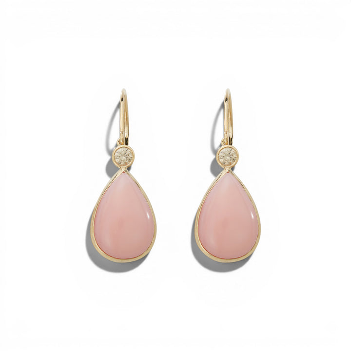 Pink Opal Pear Drop Earrings