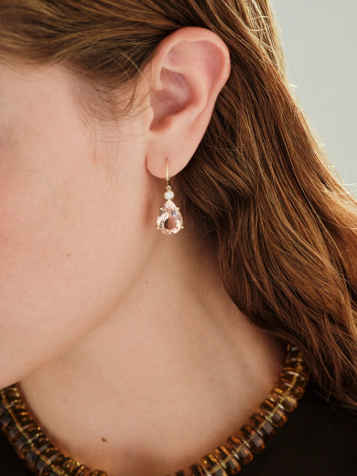 Single Diamond Crown Drops Morganite