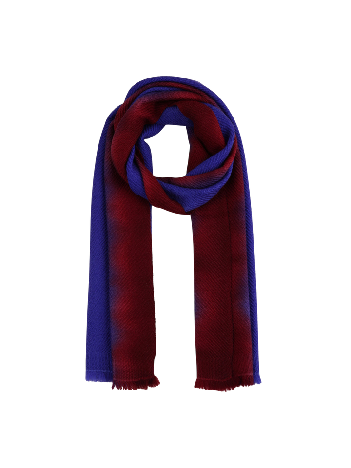 Border Ombre Scarf Electric Blue Maroon