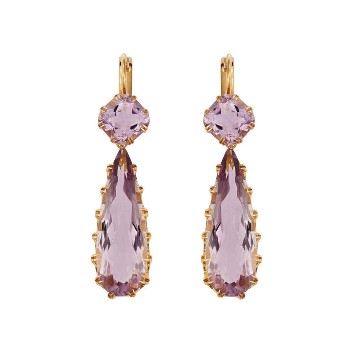 Double Crown Drops Pink Amethyst