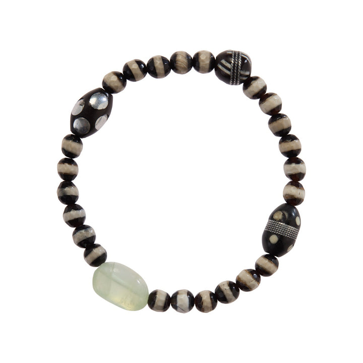 Black Agate Stripe Prehnite Bracelet 194 - Ileana Makri