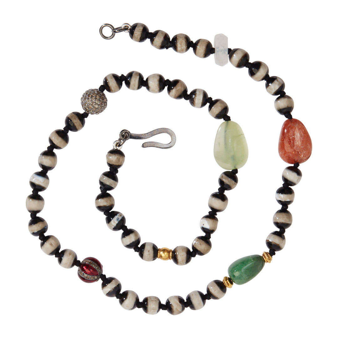 Black Agate Stripe Necklace 162 (40cm)