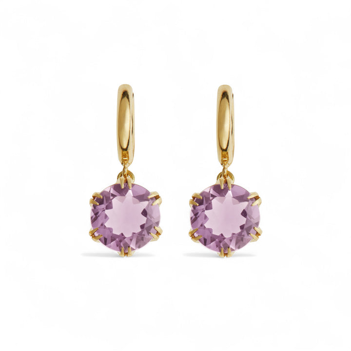 Crown Midi Hoops Pink Amethyst