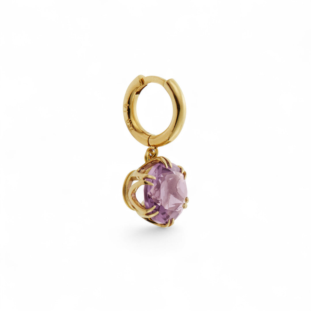 Crown Midi Hoops Pink Amethyst